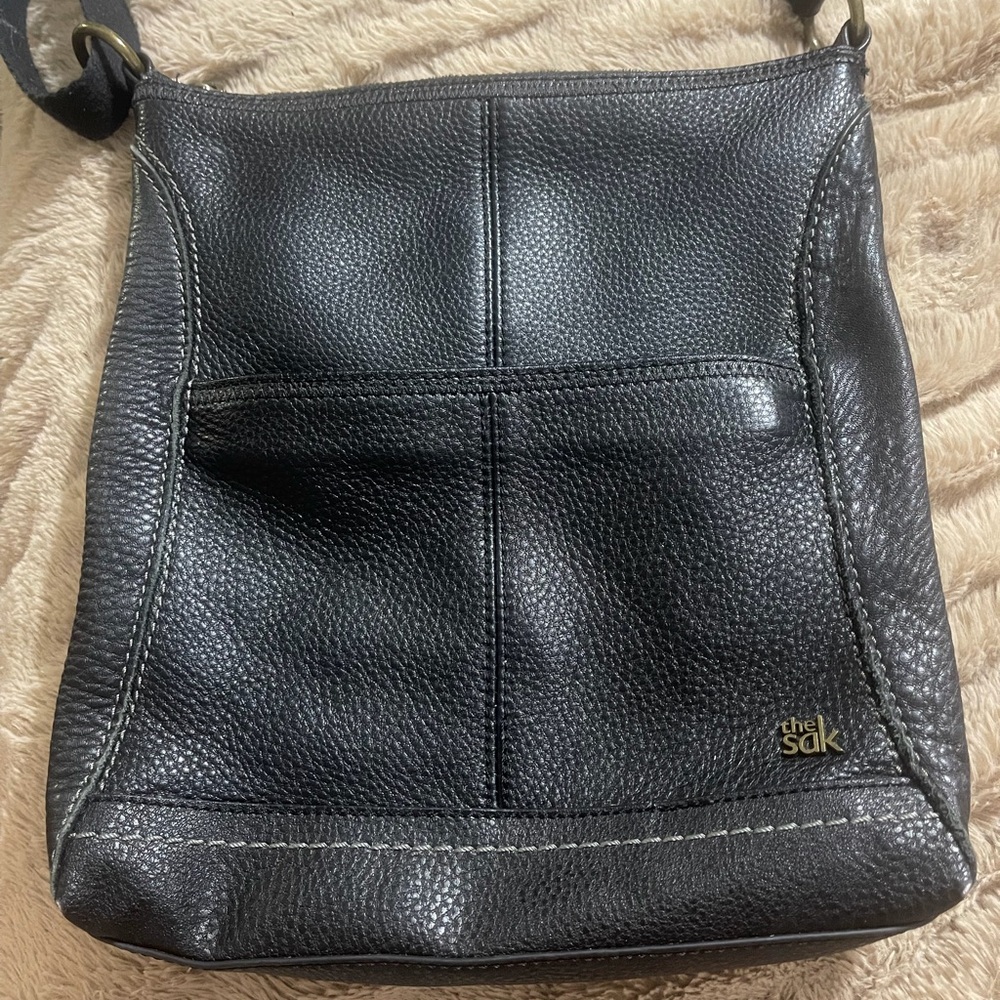 The Sak Black Pebbled Leather Shoulder Bag